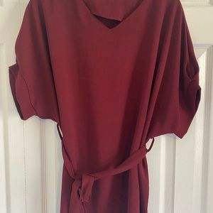 Marroon dressy blouse with belt